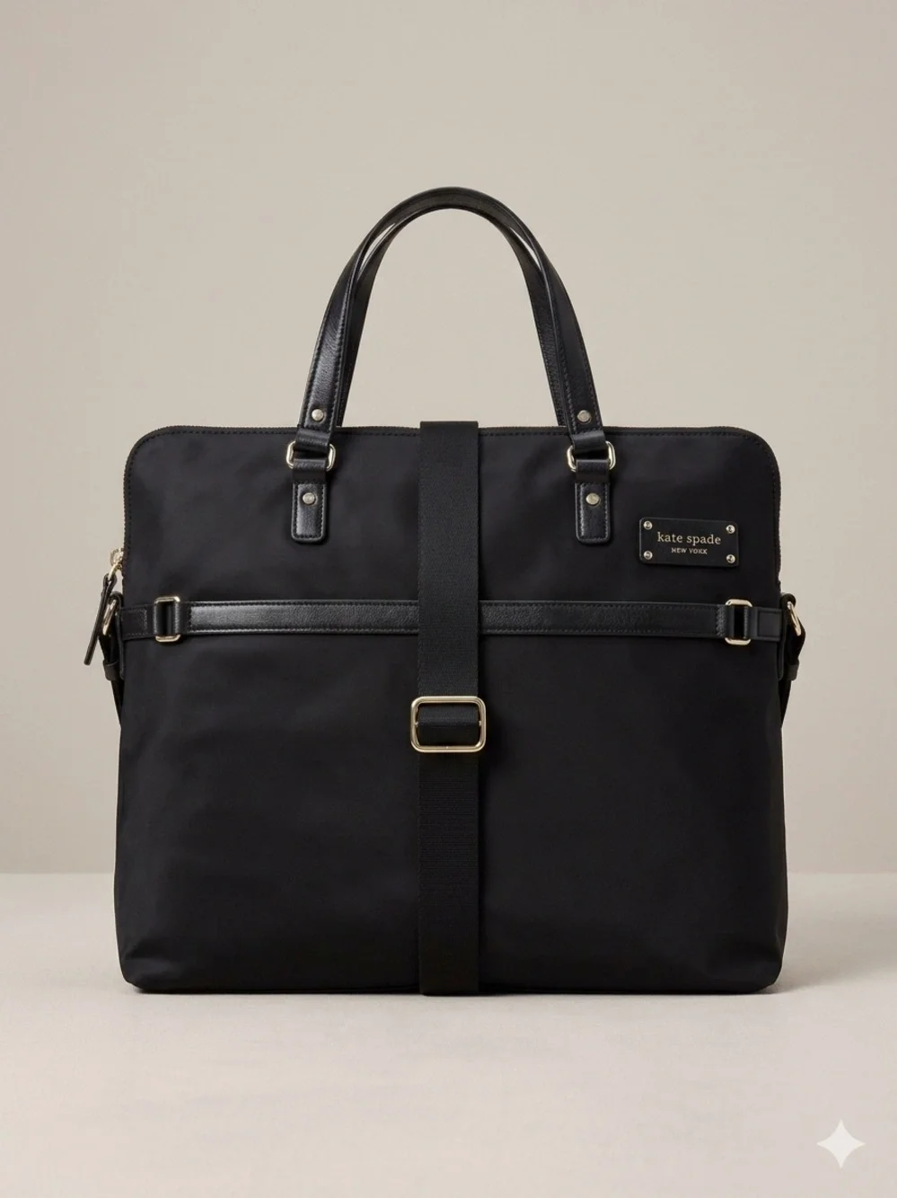 kate spade Black Nylon Laptop Brief with Gold Hardware